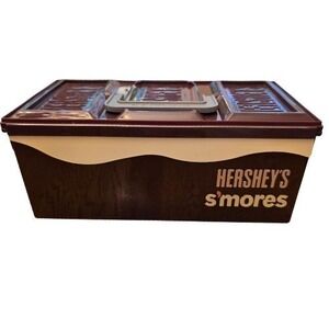 Hershey's S'mores Plastic Storage Caddy Brown Divided Snack Box Handle Bonfire